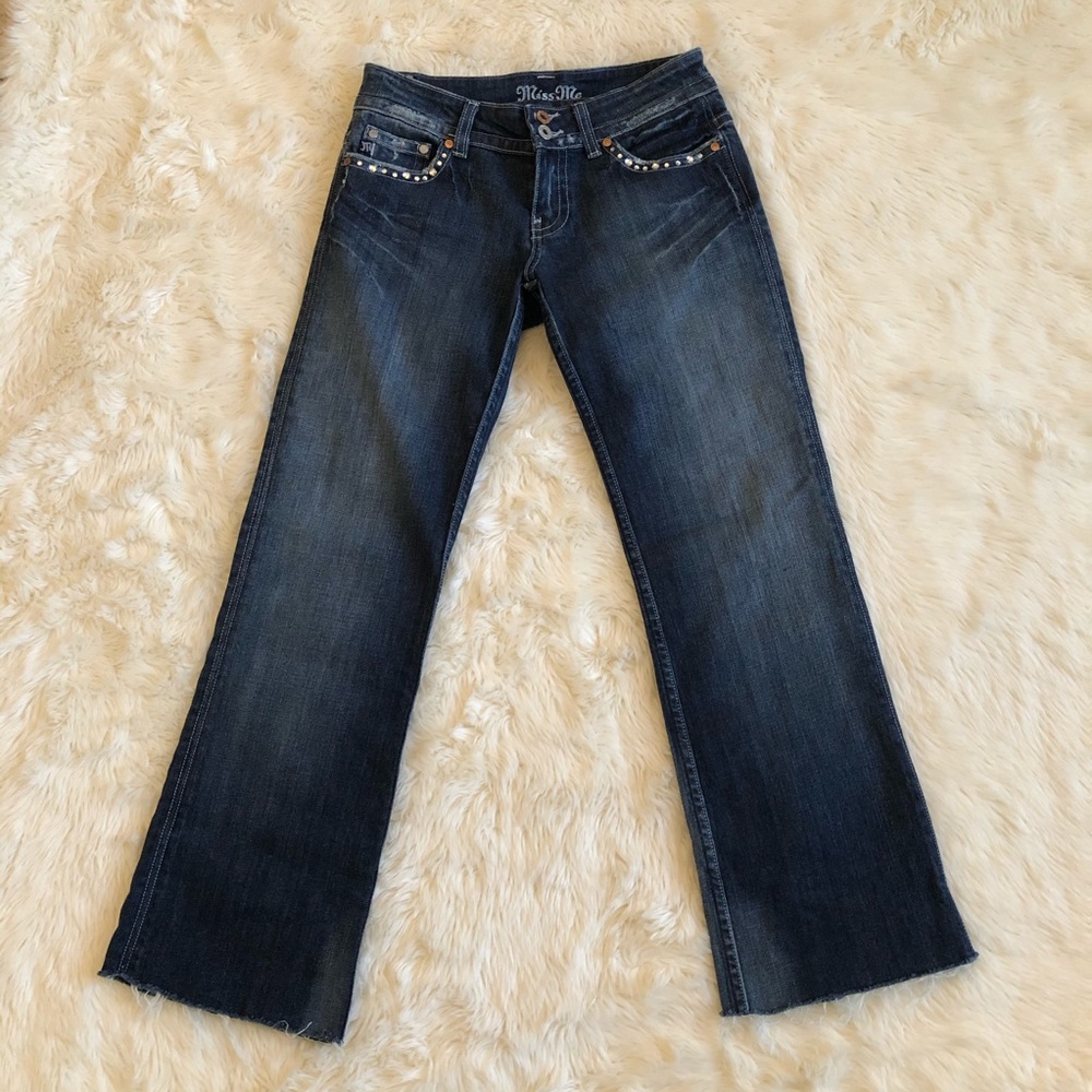 MISS ME Dark Blue Rhinestone Flare Jeans | Size 27